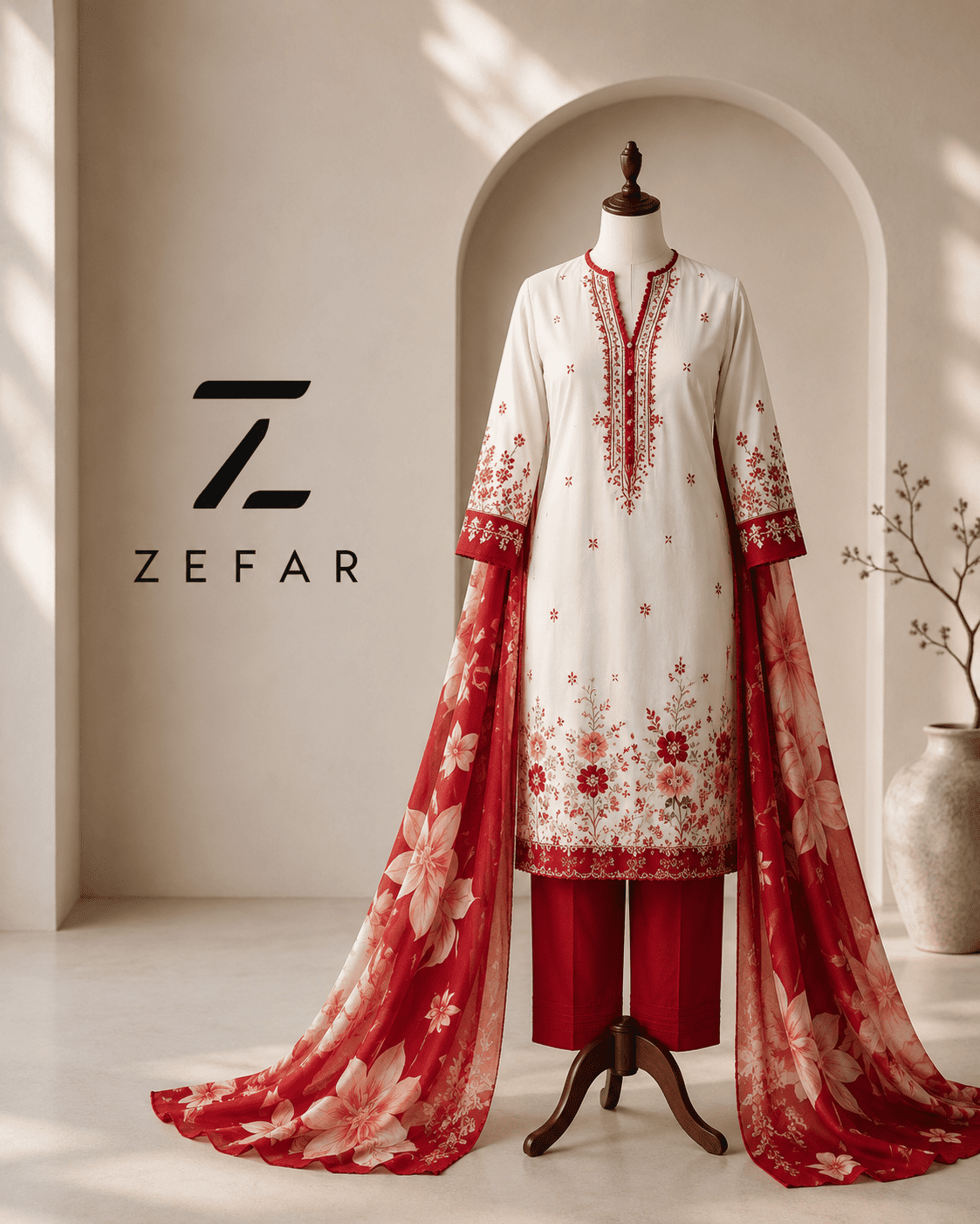 White Rose By Azura 3PC Embroidered Lawn Suit – Premium Replica