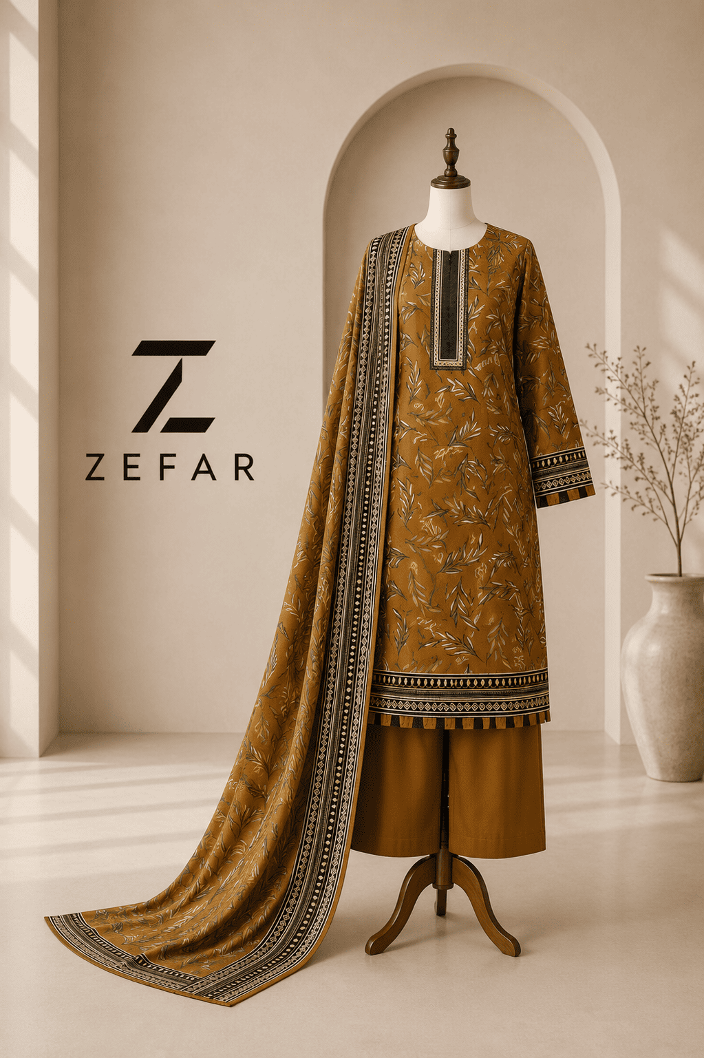 Bin Naeem Platinum 3PC Printed Lawn Suit – Original