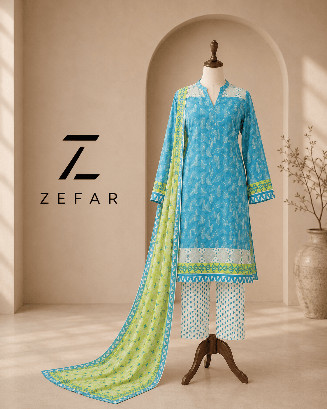 Bin Naeem Platinum 3PC Printed Lawn Suit – Original