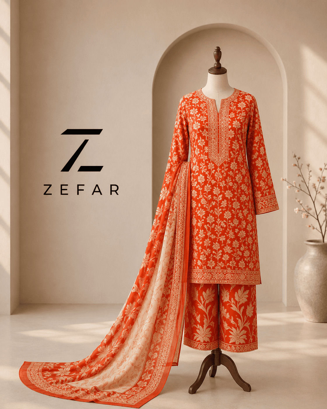 Bin Naeem Platinum 3PC Printed Lawn Suit – Original