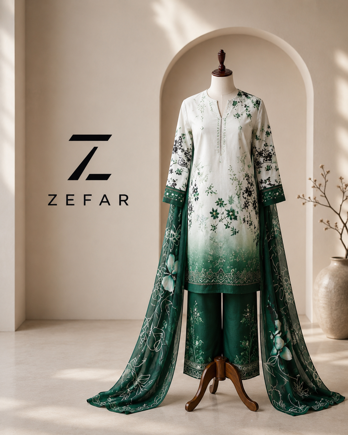 White Rose By Azura 3PC Embroidered Lawn Suit – Premium Replica