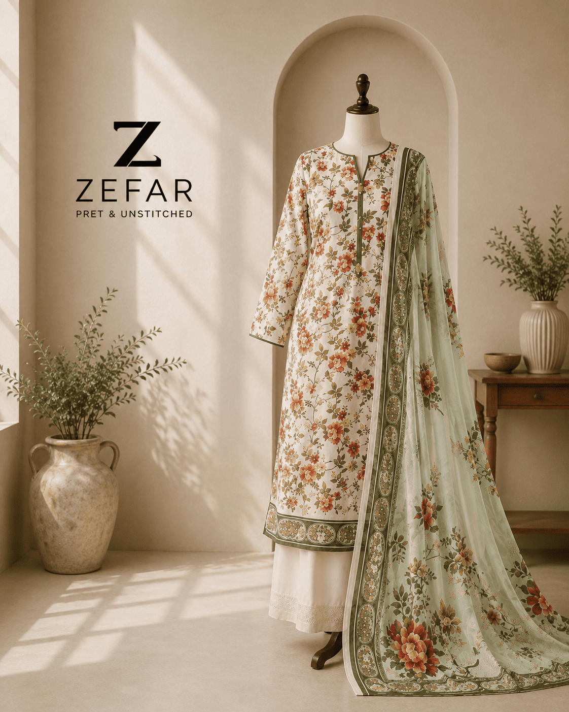 Rana Arts Zarineh 3PC Digital Printed Lawn Suit – Orignal