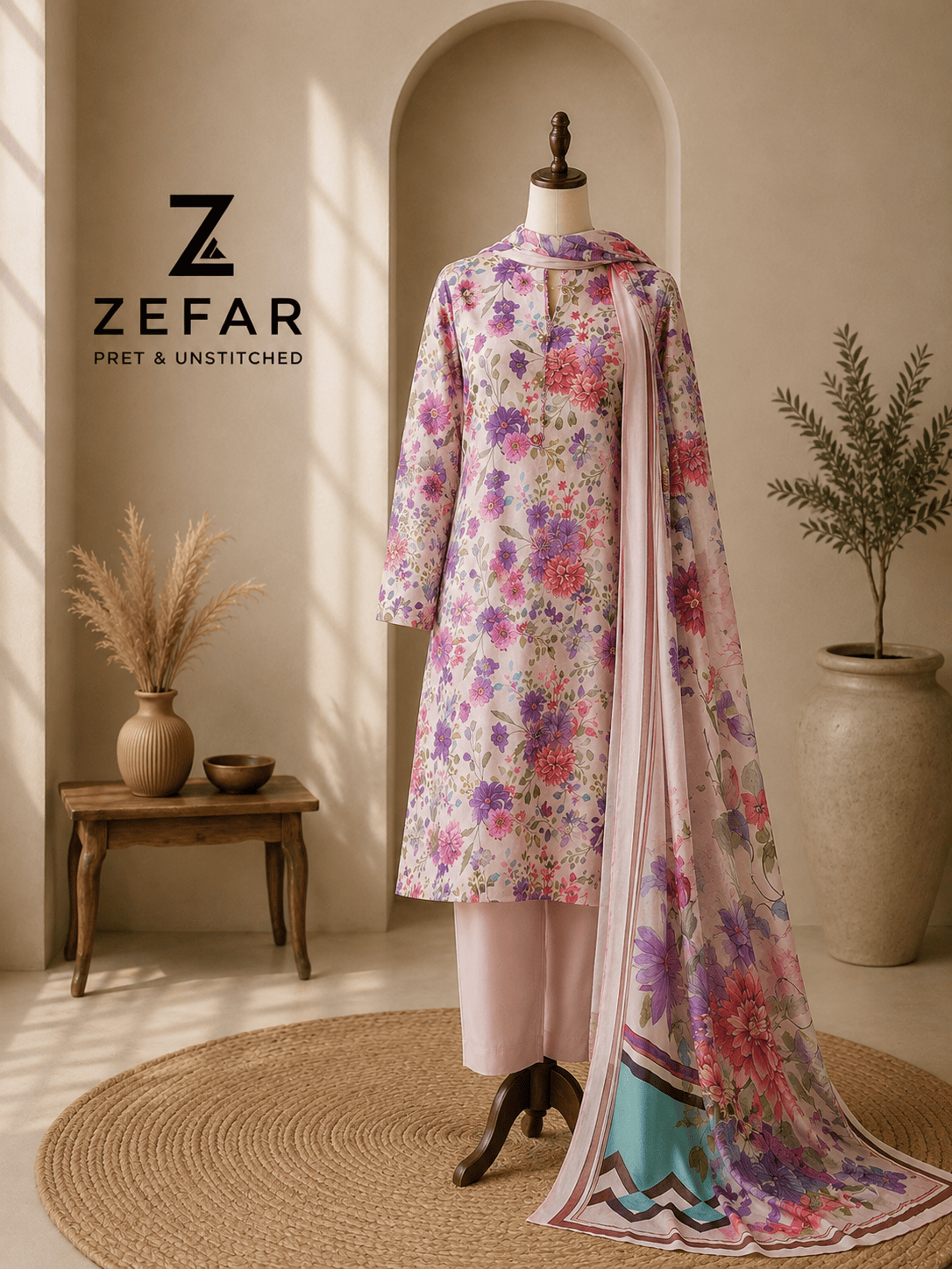 Rana Arts Zarineh 3PC Digital Printed Lawn Suit – Orignal