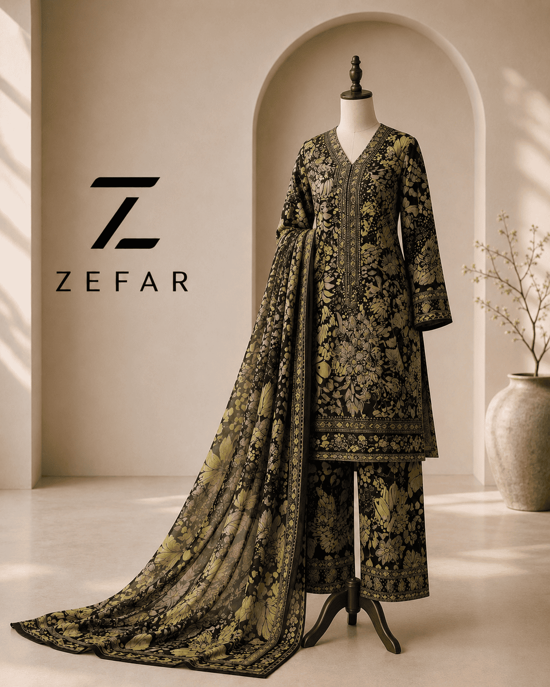 Maria B 3D Appliqué Embroidered Lawn 3PC Suit with Chiffon Dupatta – Premium Replica